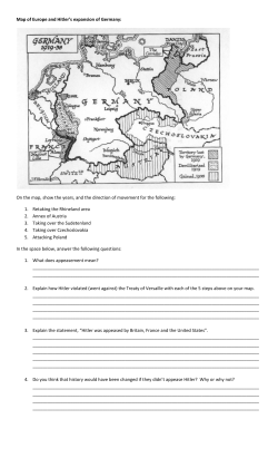 Map of Europe and Hitler`s expansion of Germany: On the