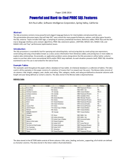 Powerful and Hard-to-find PROC SQL Features