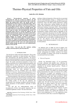 Thermo-Physical Properties of Fats and Oils