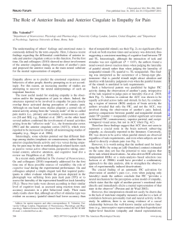 The Role of Anterior Insula and Anterior Cingulate in Empathy for Pain