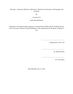 Alter Egos / Alternative Rhetorics: Belle Knox`s Rhetorical