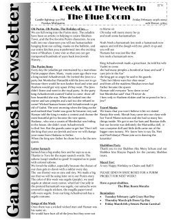 Gan Chamesh Newsletter - Chabad of the Five Towns