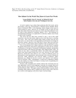 How Infants Use the Words They Know to Learn