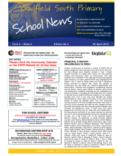 School News 20 April 2016 - Caulfield South Primary School