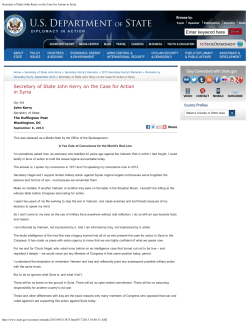 Secretary of State John Kerry on the Case for Action in Syria