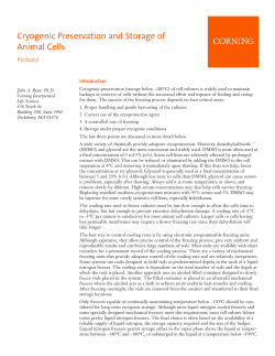 Corning`s Cryogenic Preservation and Storage of Animal Cells
