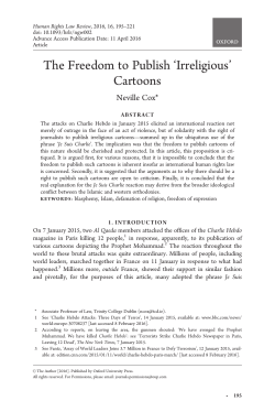 The Freedom to Publish `Irreligious` Cartoons