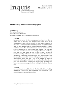 Intertextuality and Allusion in Rap Lyrics
