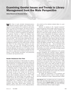 Examining Gender Issues and Trends in Library Management from