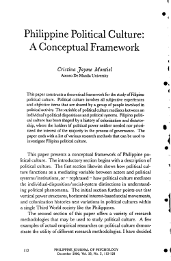 Philippine Political Culture: A Conceptual Framework