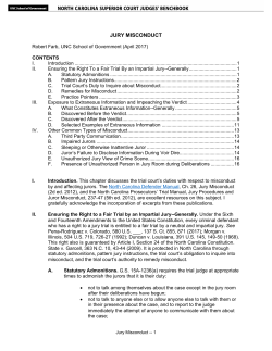 jury misconduct - NC Superior Court Judges` Benchbook