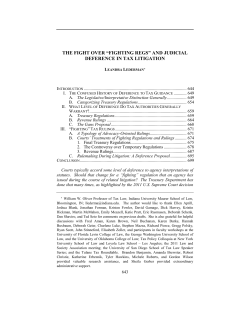 The Fight Over "Fighting Regs" and Judicial Deference in Tax