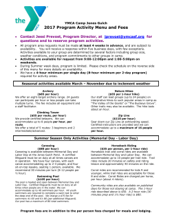 Program and Activities Rates