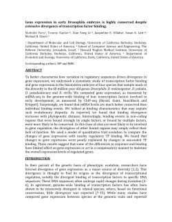 Gene expression in early Drosophila embryos is highly conserved