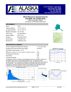 Palmer Wind Data - Alaska Energy Authority