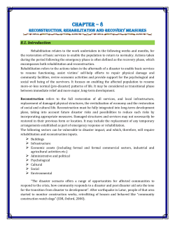 Reconstruction, Rehabilitation and Recovery Measures