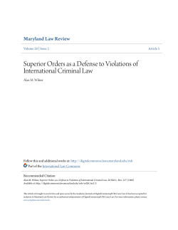 Superior Orders as a Defense to Violations of International Criminal