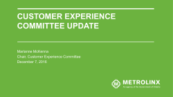 Customer Experience Committee Chair Update