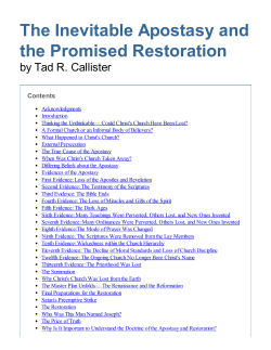 The Inevitable Apostasy and the Promised Restoration