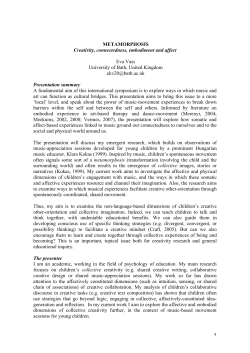 Creativity, connectedness, embodiment and affect