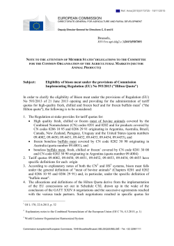 Eligibility of bison meat under the provisions of Commission