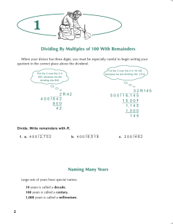 Dividing By Multiples of 100 With Remainders Naming Many Years