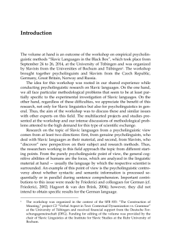 Slavic Languages in Psycholinguistics - Content