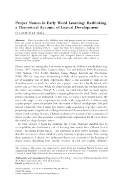 Proper Names in Early Word Learning: Rethinking a Theoretical