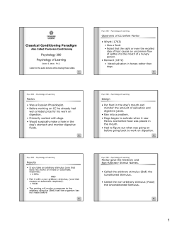 Classical Conditioning Paradigm