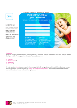 parenting stress questionnaire obvl