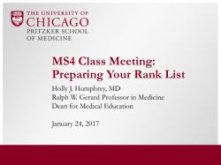 MS4 Class Meeting: Preparing Your Rank List