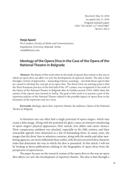 Ideology of the Opera Diva in the Case of the Opera of the National