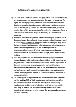 SUSTAINABILITY AND OVERCONSUMPTION 1) The text, from a