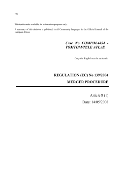 Case No COMP/M.4854 - TOMTOM/TELE ATLAS. REGULATION