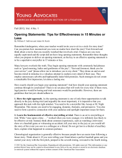 Opening Statements: Tips for Effectiveness in 15 Minutes or Less
