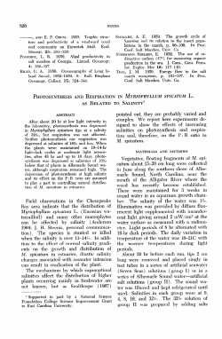 photosynthesis and respiration in myriophyllum spicatum l. as