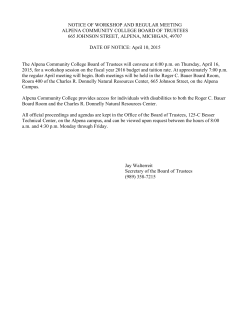 April 16, 2015, Workshop and Regular Meeting Agenda