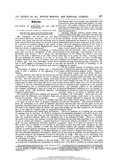 An Epoch in Medicine in an Age of Delusion