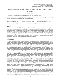 How Taiwanese Preschool Educators View Play and Apply It in