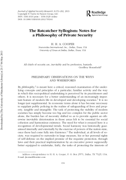 The Ratcatcher Syllogism: Notes for a Philosophy of