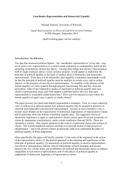 Unorthodox Representation and Democratic Equality Michael