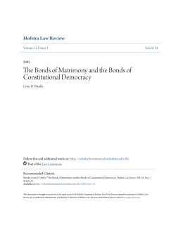 The Bonds of Matrimony and the Bonds of Constitutional Democracy