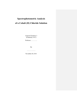 Spectrophotometric Analysis of a Cobalt (II) Chloride Solution