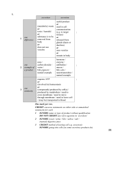 1. excretion secretion 1 one difference (metabolic) waste or toxin