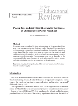 Places, Toys and Activities Observed in the Course of Children`s