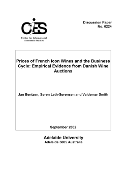 Adelaide University Prices of French Icon Wines and the Business