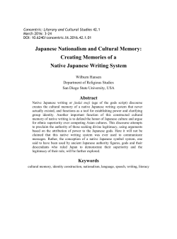 Japanese Nationalism and Cultural Memory: Creating