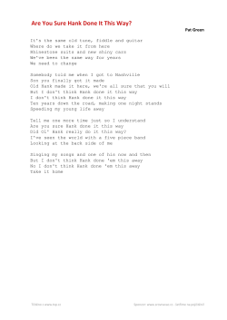 Pat Green Are You Sure Hank Done It This Way?