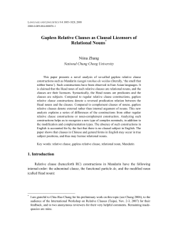 Gapless Relative Clauses as Clausal Licensors of Relational Nouns*