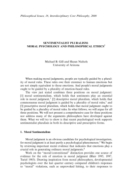 Sentimentalist Pluralism: Moral Psychology and Philosophical Ethics